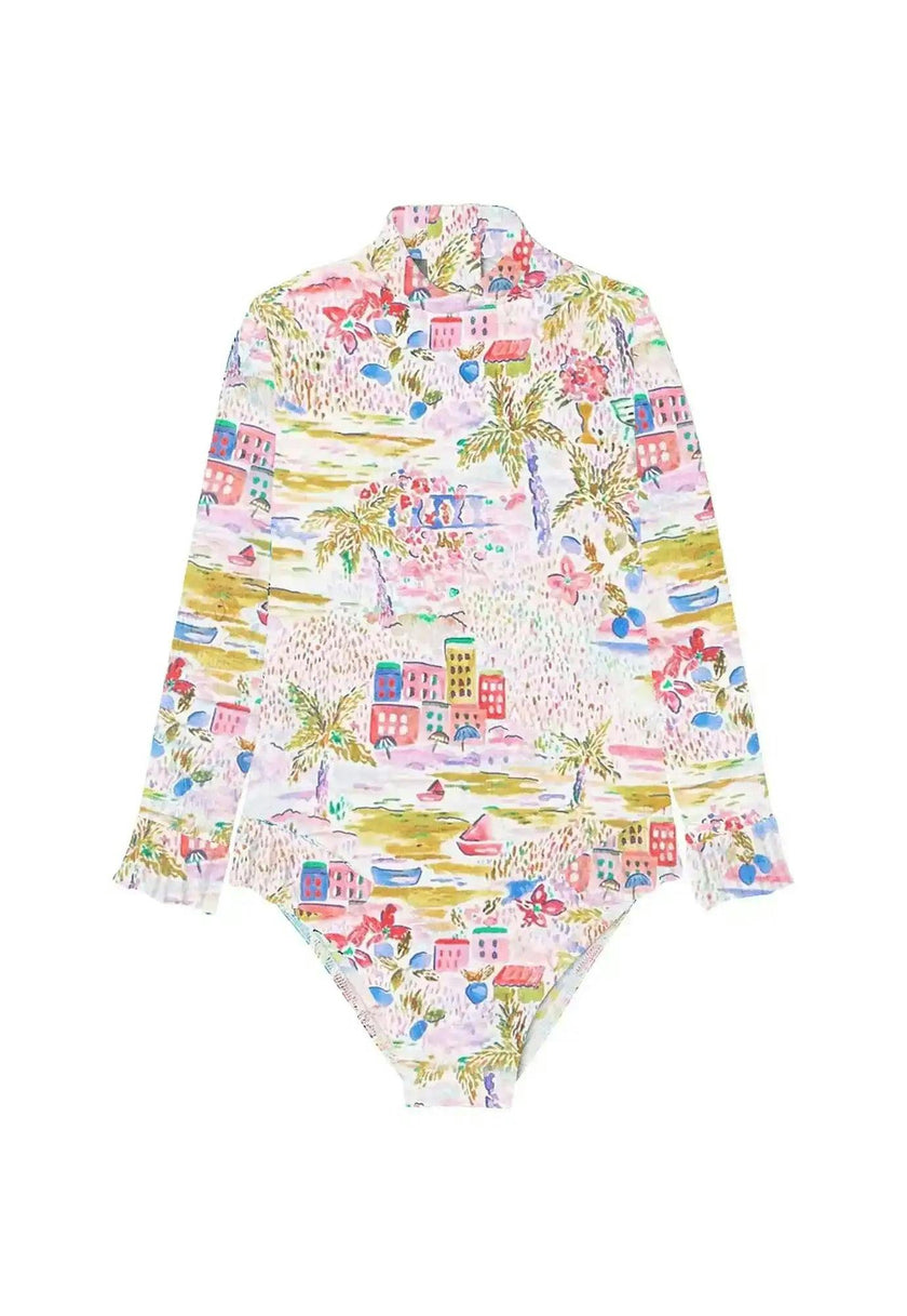 Long Sleeve One-Piece Swimsuit, Pink | GIGI BABY
