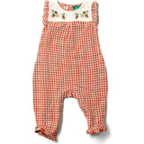 Little Red Checked Frill Summer Romper, Red