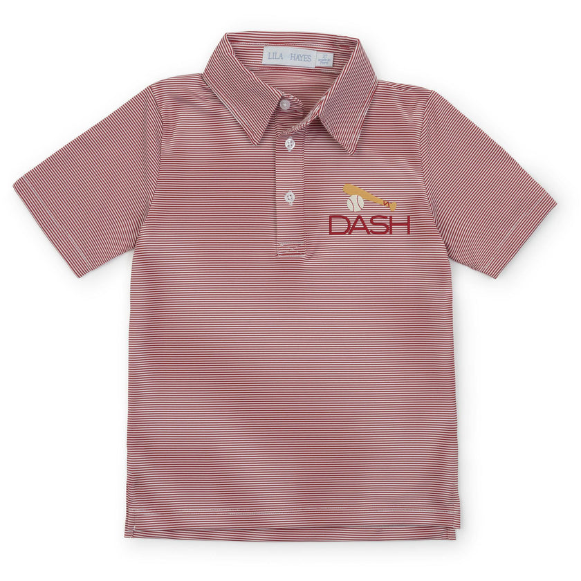 Will Boys' Performance Polo by LH Sport Red Stripes