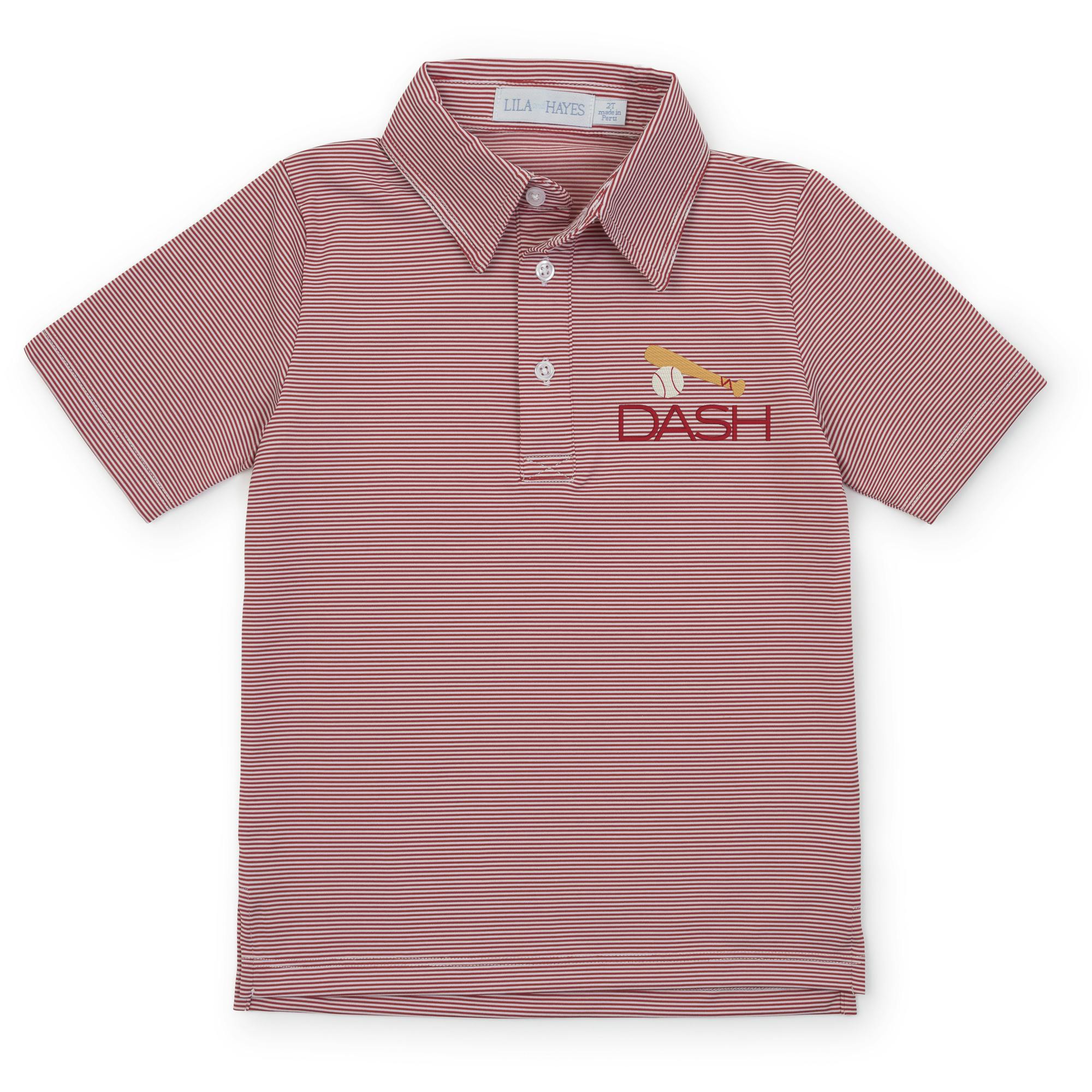 Will Boys' Performance Polo by LH Sport Red Stripes