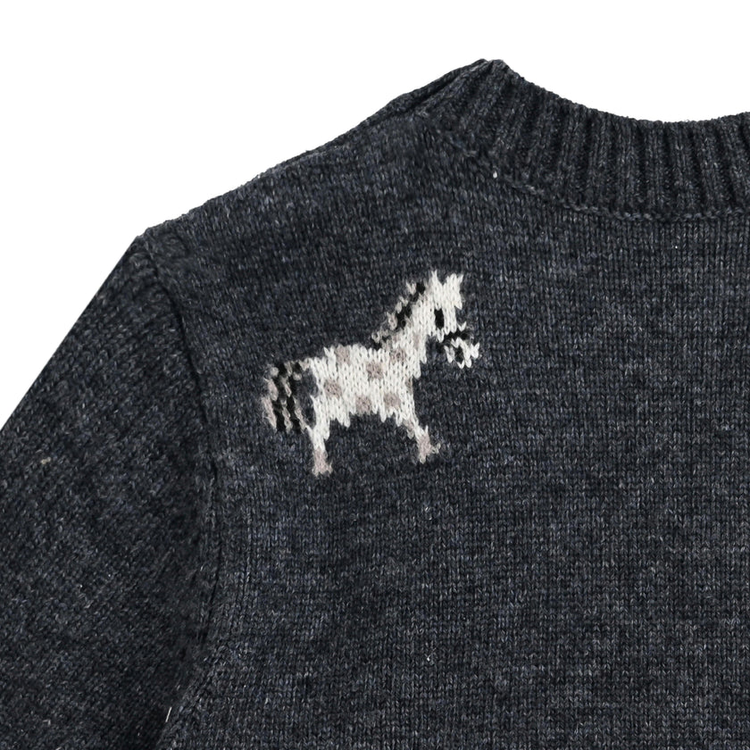 Dark Gray Dog Knit Sweater