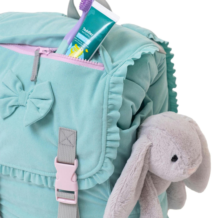 Sleep-N-Pack™ – Little Kid Size | Bows & Ruffles Tanager Turquoise Corduroy