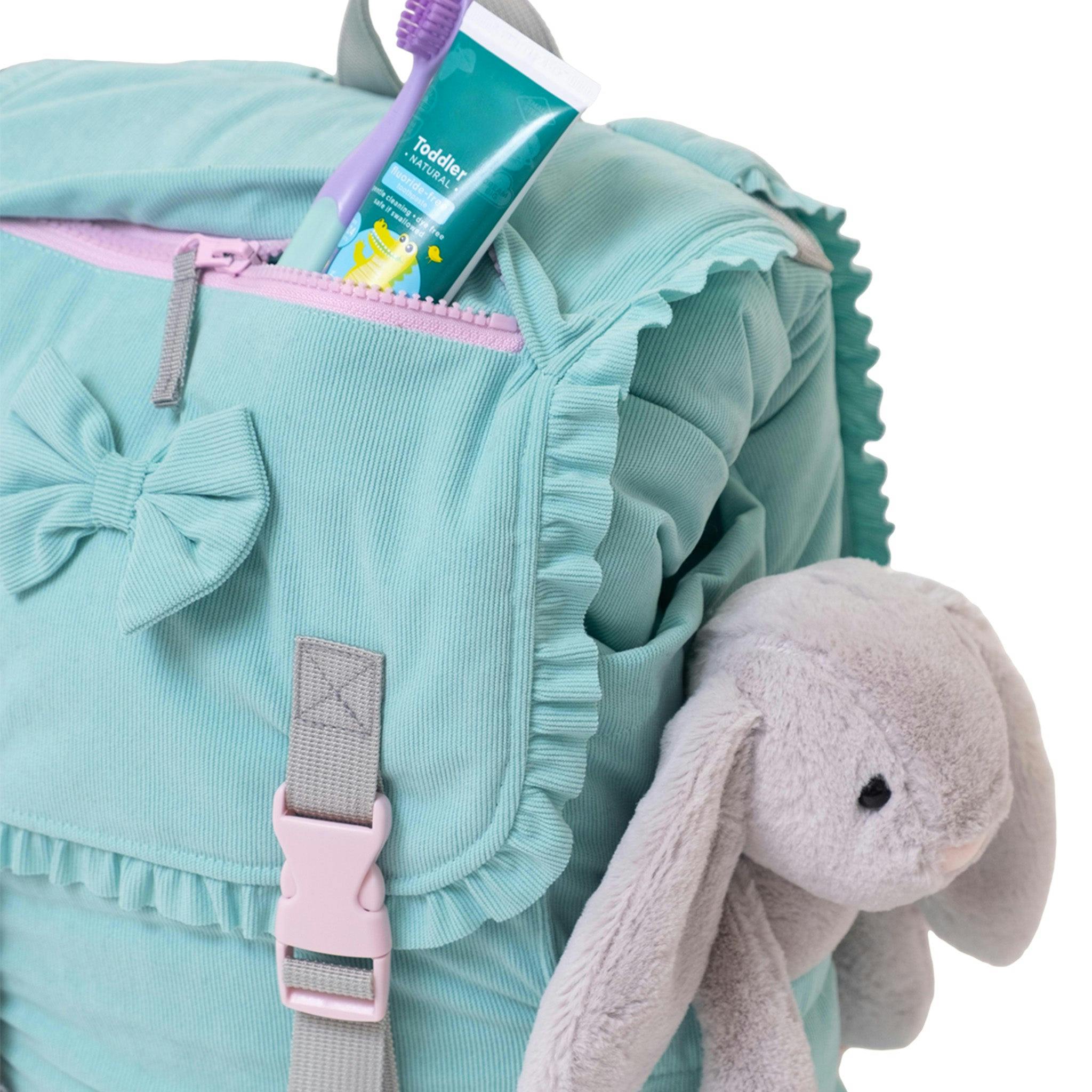 Sleep-N-Pack™ – Little Kid Size | Bows & Ruffles Tanager Turquoise Corduroy