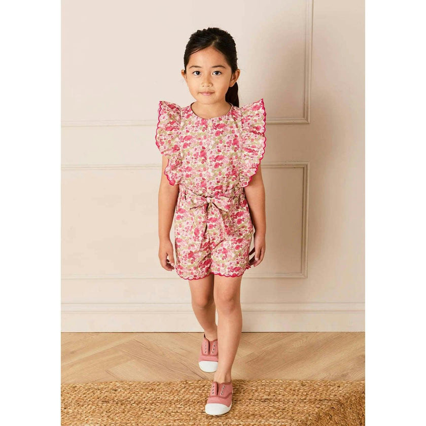 Margret Floral Ruffle Detail Playsuit in Pink (4-12yrs)