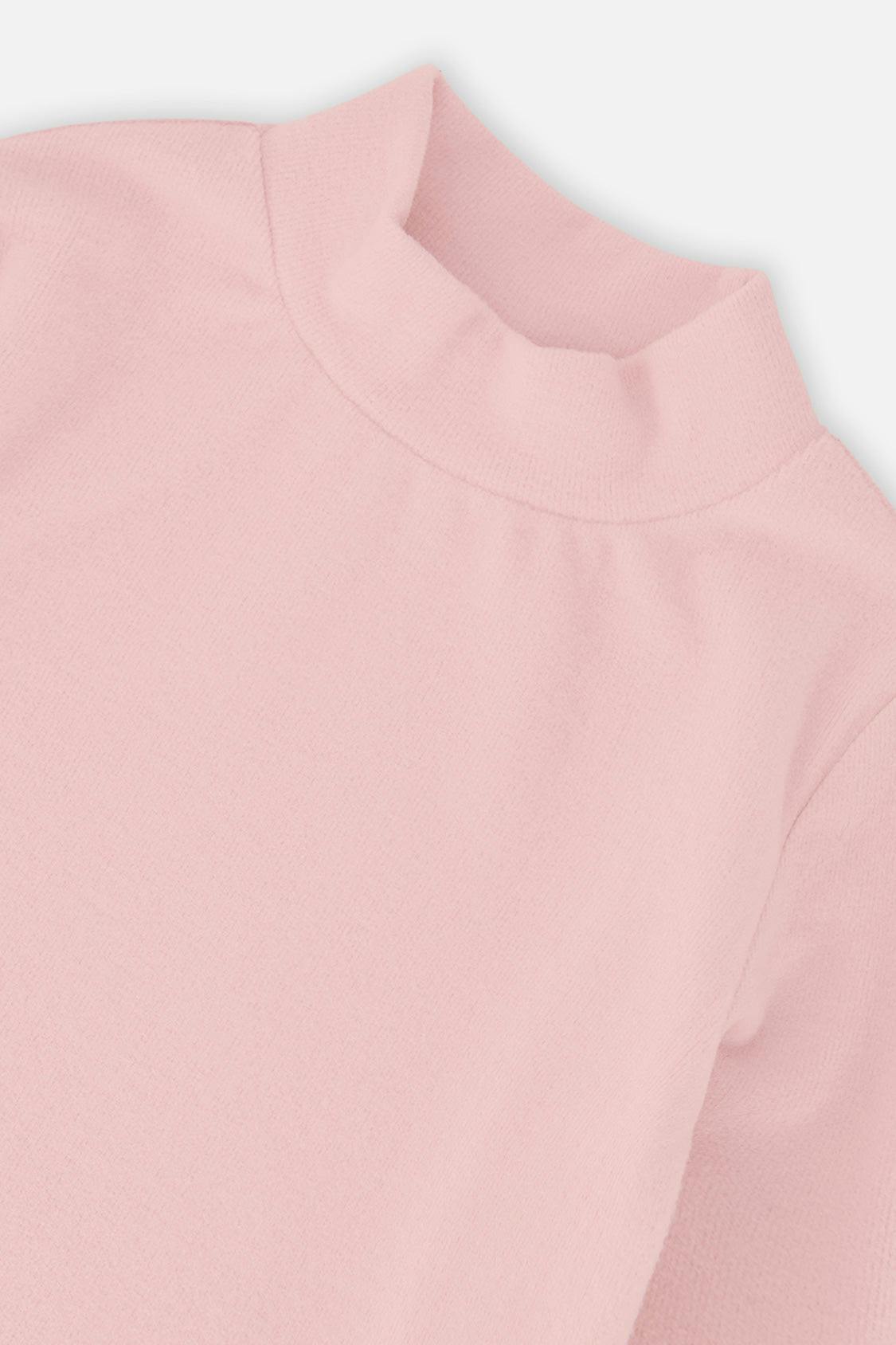 Brushed Rib Mock Neck Top Pale Dusty Pink