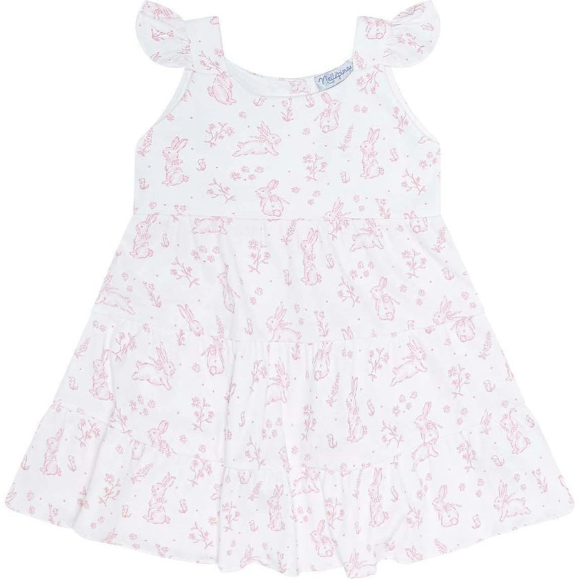 Pink Bunny Toile Ruffle Dress
