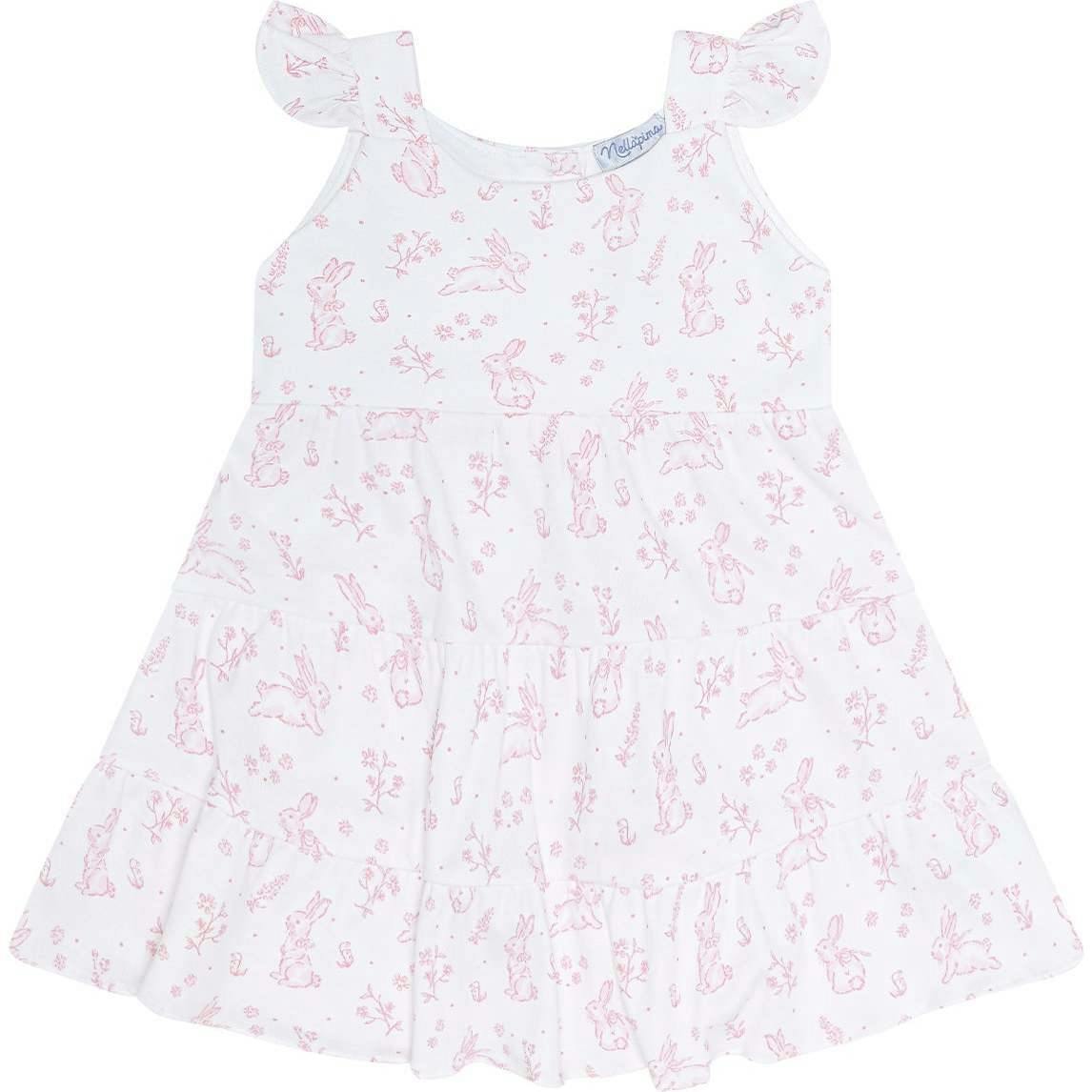 Pink Bunny Toile Ruffle Dress