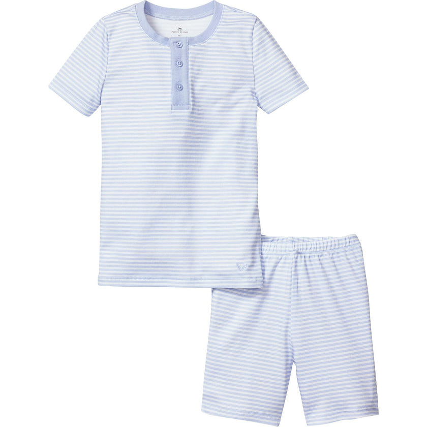 Kid's Pima Snug Fit Pajama Short Set in Pink Stripe
