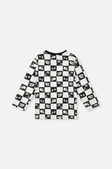 Organic Cotton Long Sleeve T-Shirt Black and White Checker
