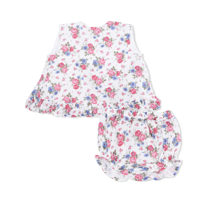Cabbage Roses - Ruffle Back Top and Bloomer