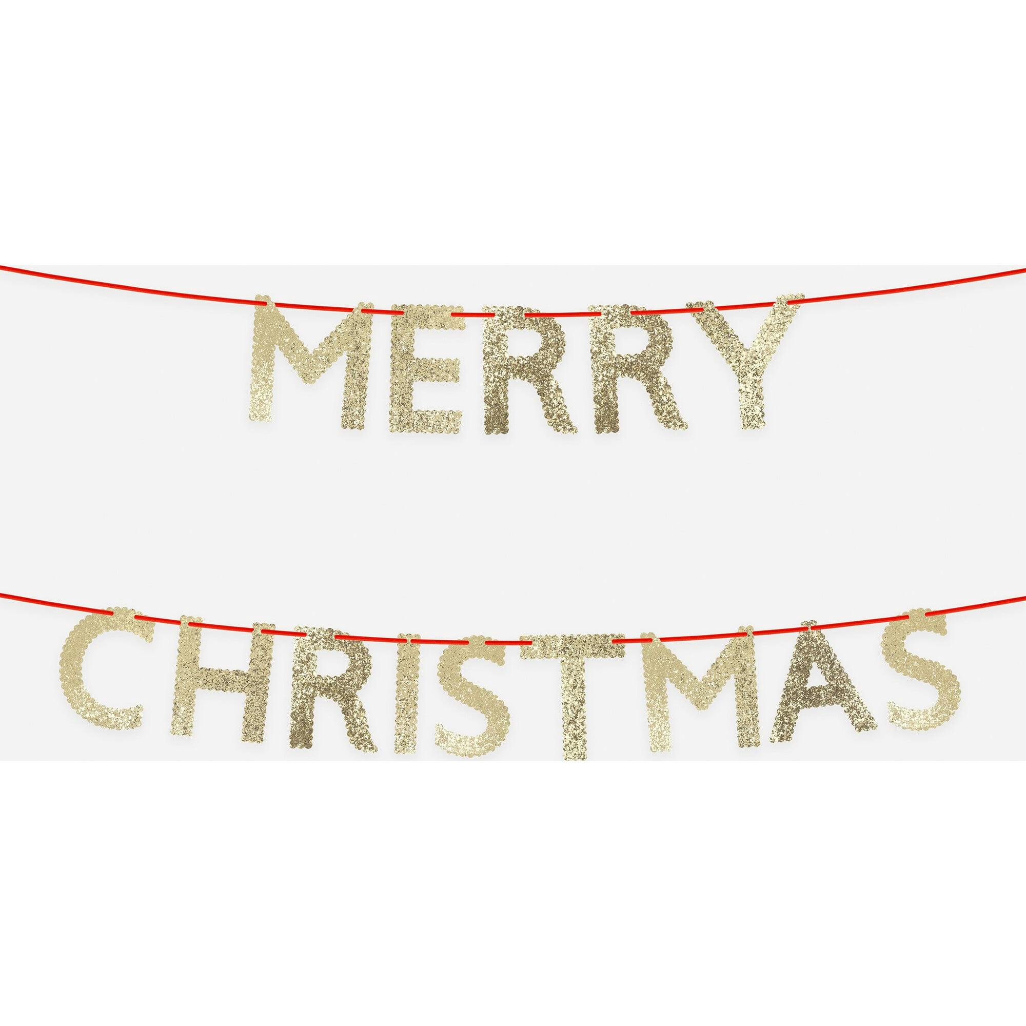 Glitter Merry Christmas Garland