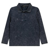 Distressed Ribbed Long sleeve Polo