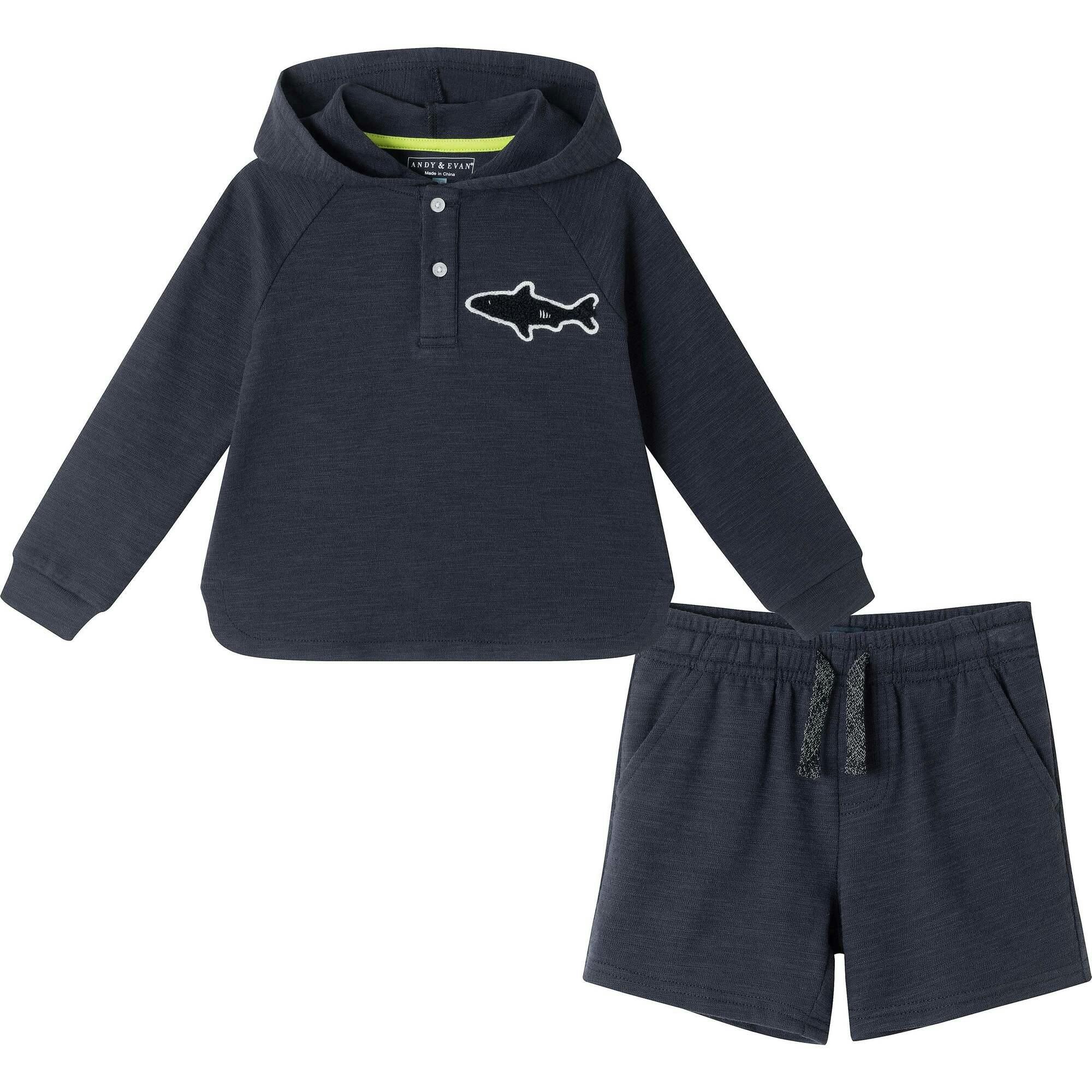 Kids Textured Hoodie Lounge Set w/ Patch Set