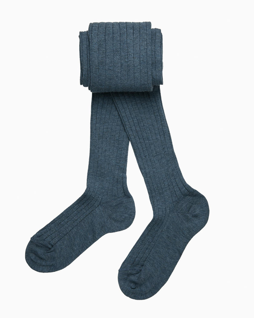 Baby Ribbed Tights in Denim Blue