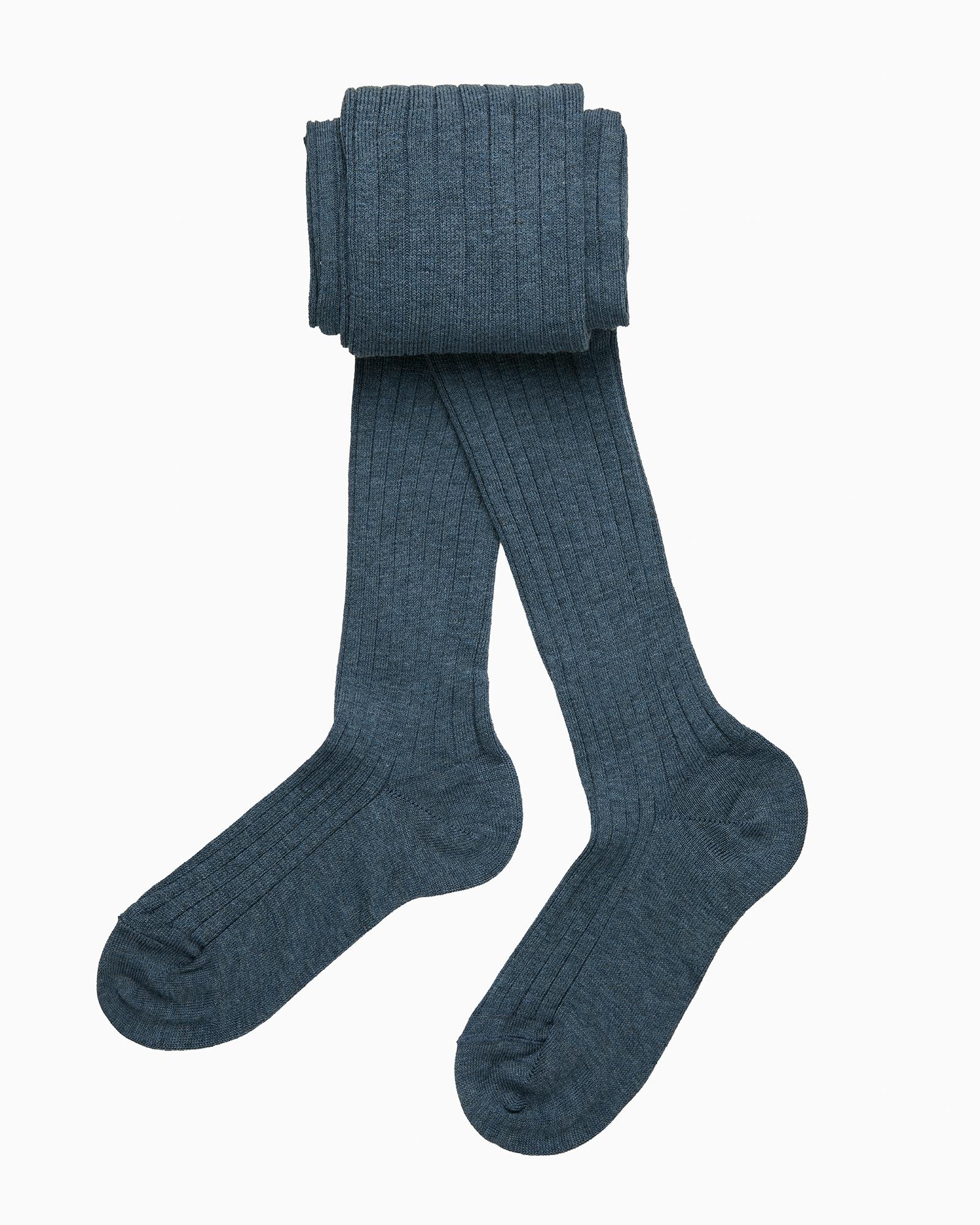 Baby Ribbed Tights in Denim Blue