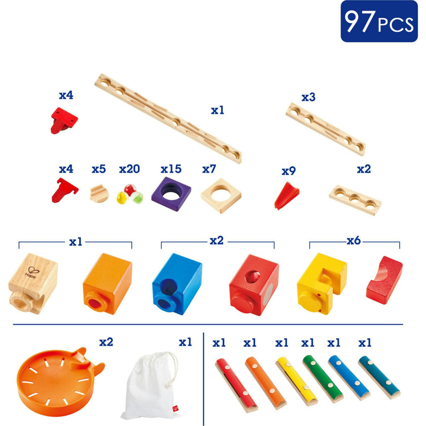 Quadrilla Wooden Marble Run Construction Playset