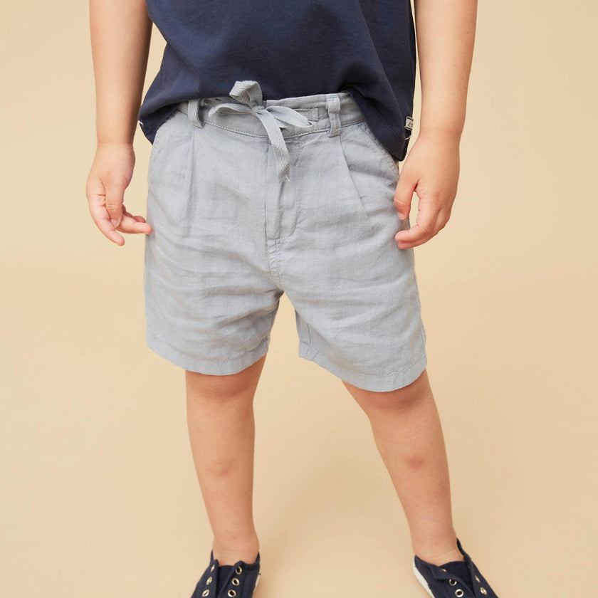 Blue Grey Linen Cotton Shorts
