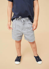 Blue Grey Linen Cotton Shorts