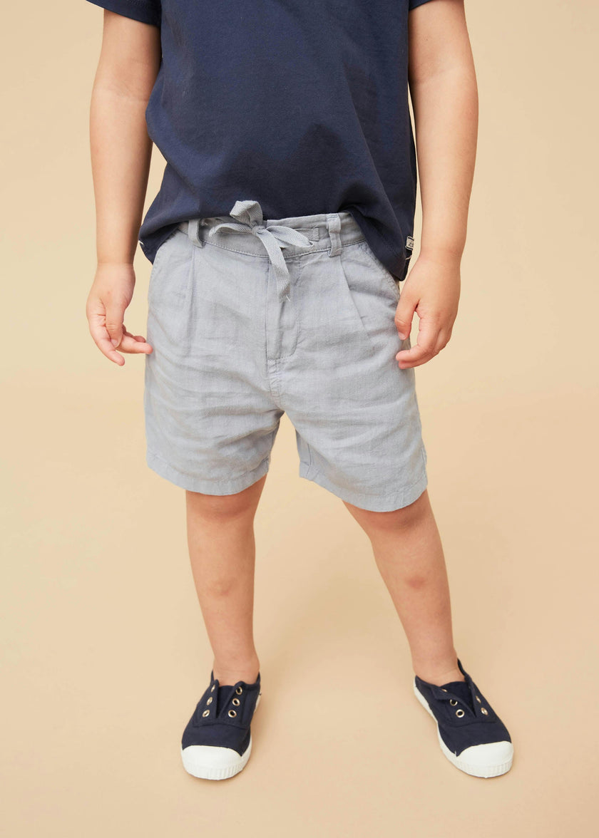 Blue Grey Linen Cotton Shorts