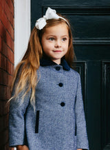 Matilda Swing Coat in Navy Herringbone