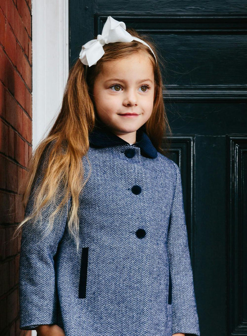 Matilda Swing Coat in Navy Herringbone