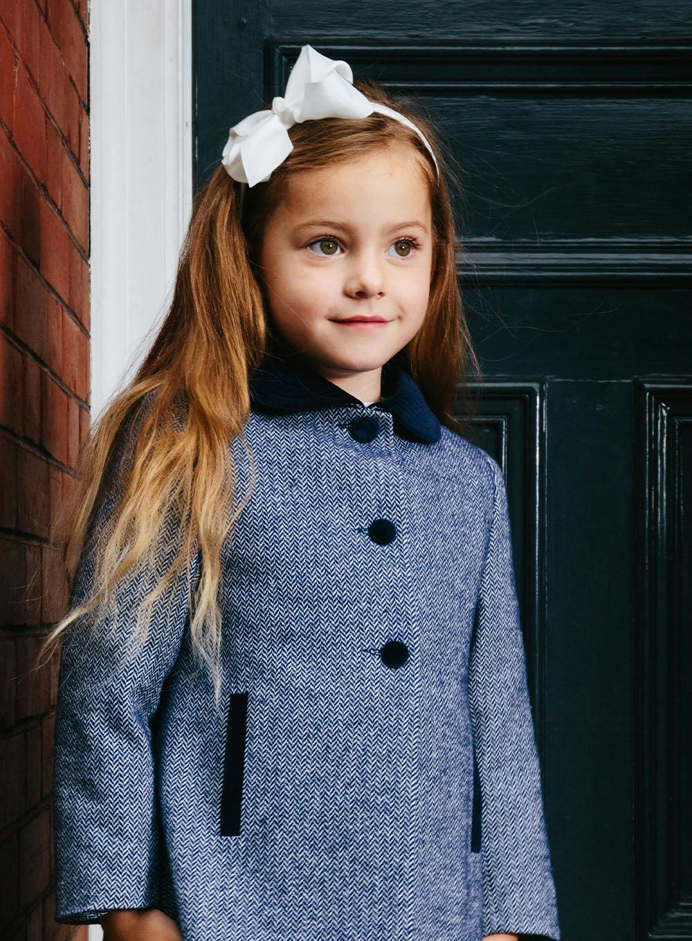 Matilda Swing Coat in Navy Herringbone
