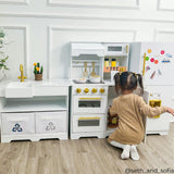 Little Chef Atlanta Large Modular Play Kitchen - White/Gold
