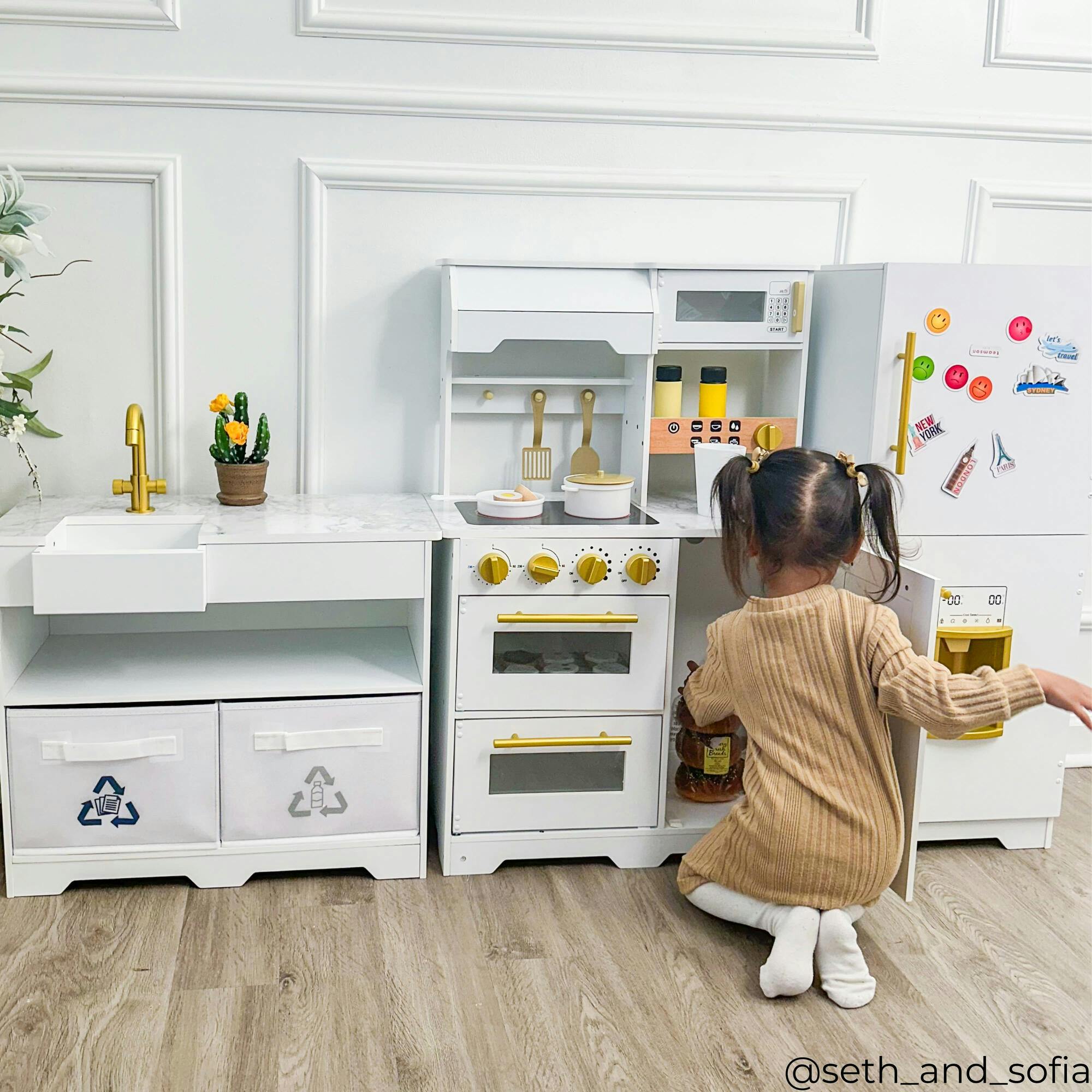 Little Chef Atlanta Large Modular Play Kitchen - White/Gold