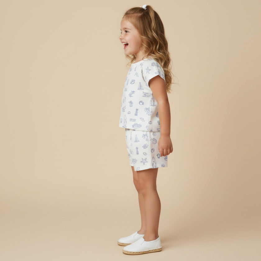 Organic Drop Shoulder Tee & Shorts Set - Coastal