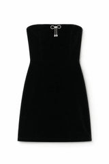 Ella Black Velour Diamond Bow Dress