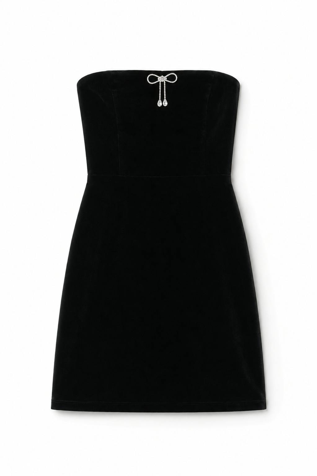 Ella Black Velour Diamond Bow Dress