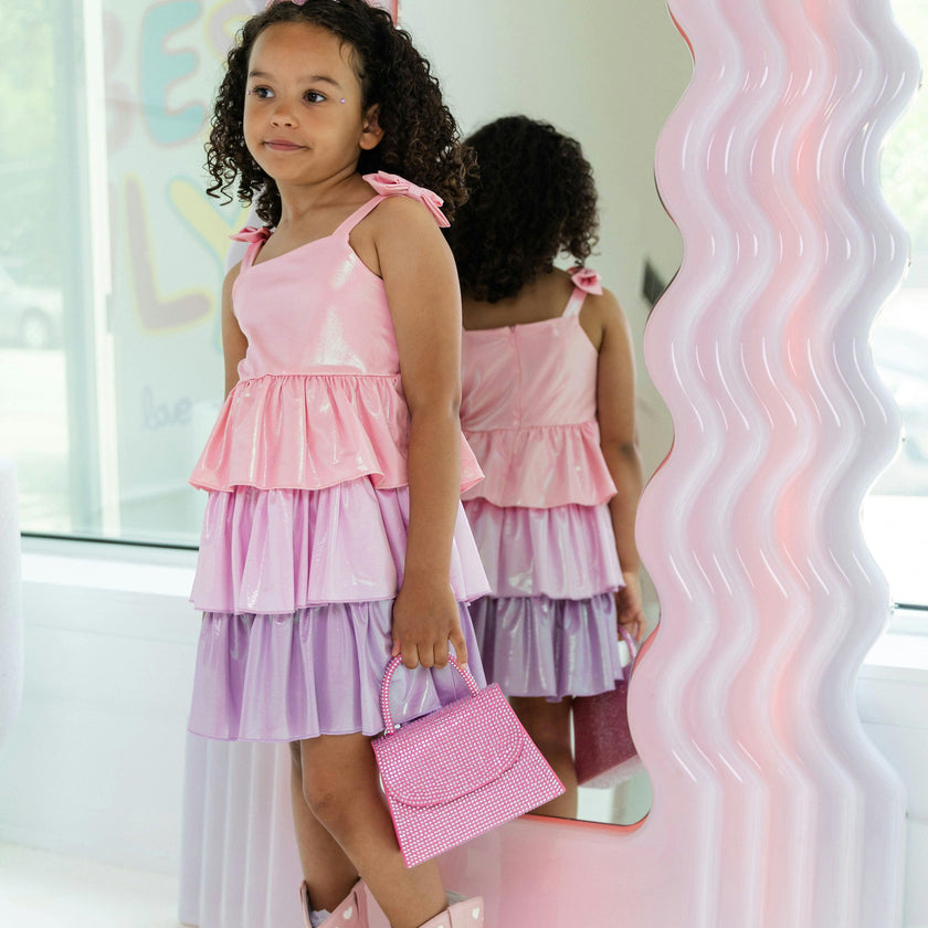 Pastel Ombre Shimmer Bow Dress