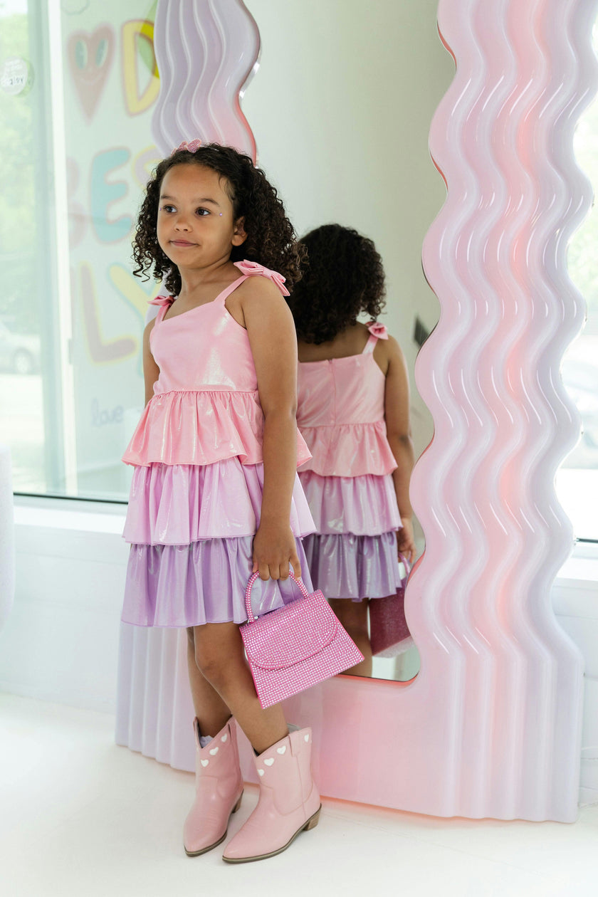Pastel Ombre Shimmer Bow Dress