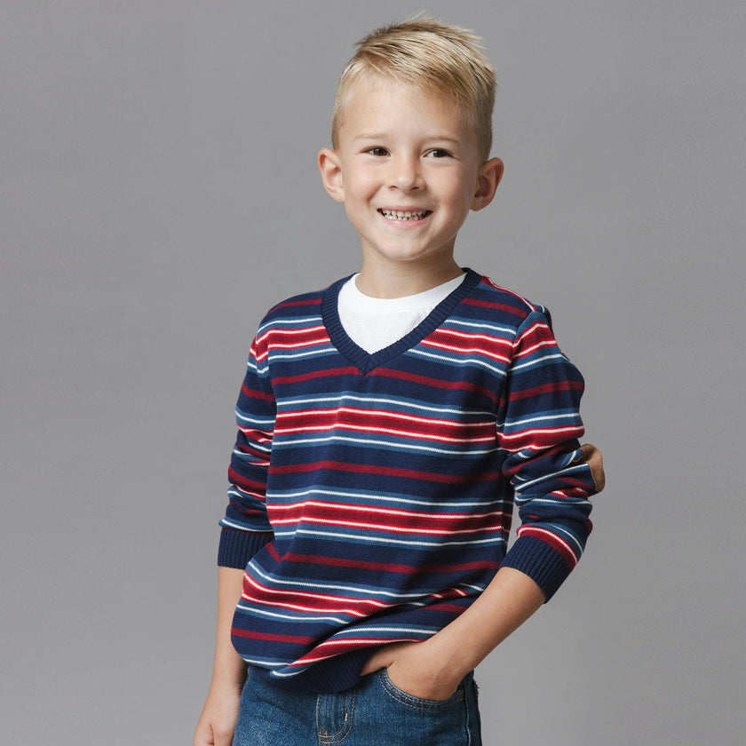 Organic V-Neck Sweater with Elbow Patches