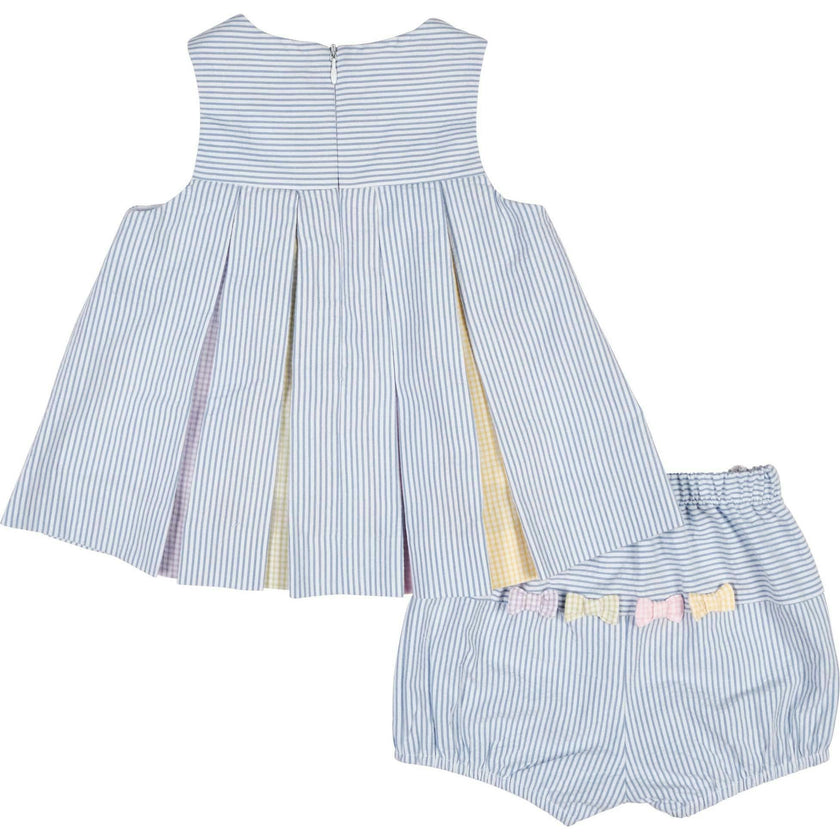 Multicolor Seersucker Dress & Bloomer