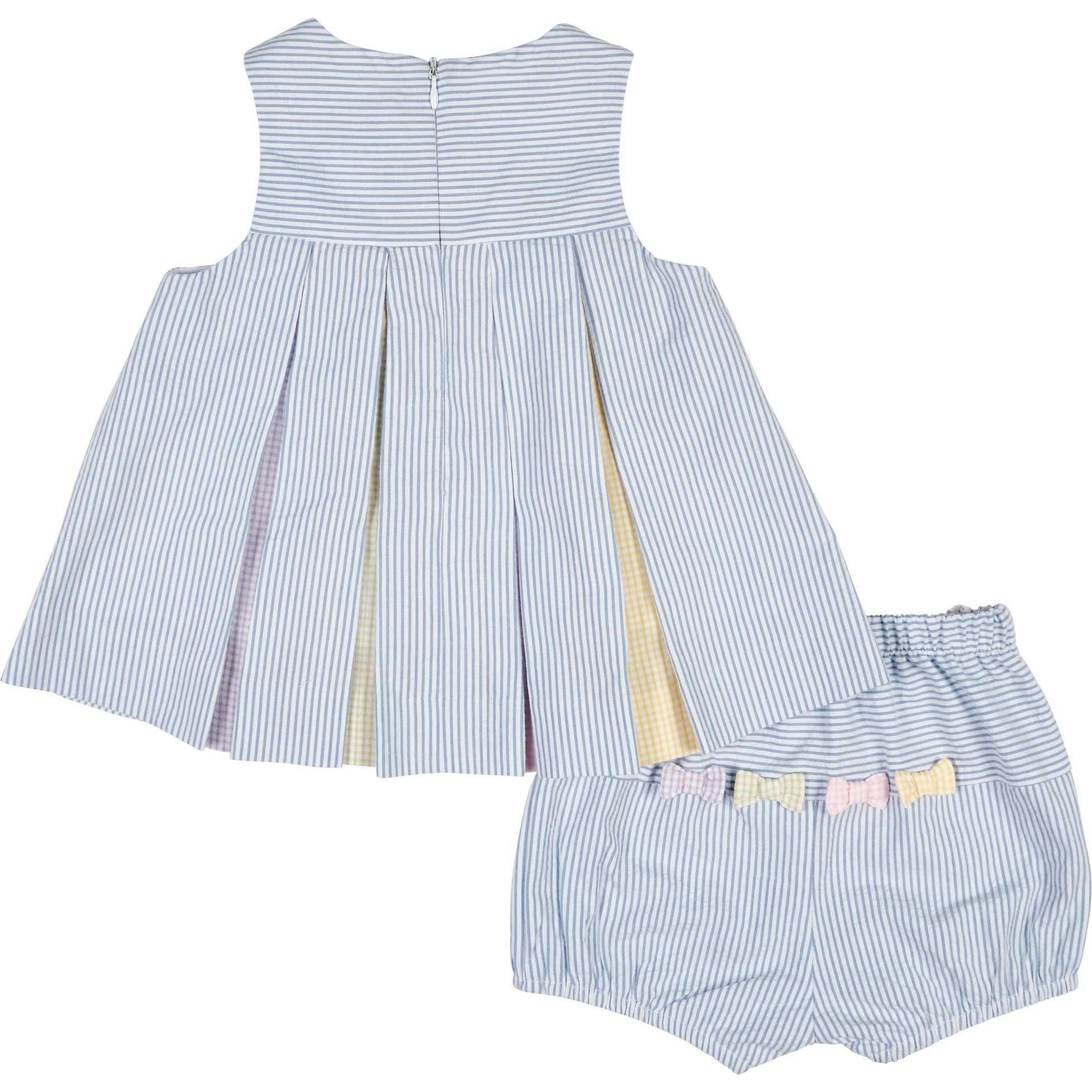Multicolor Seersucker Dress & Bloomer
