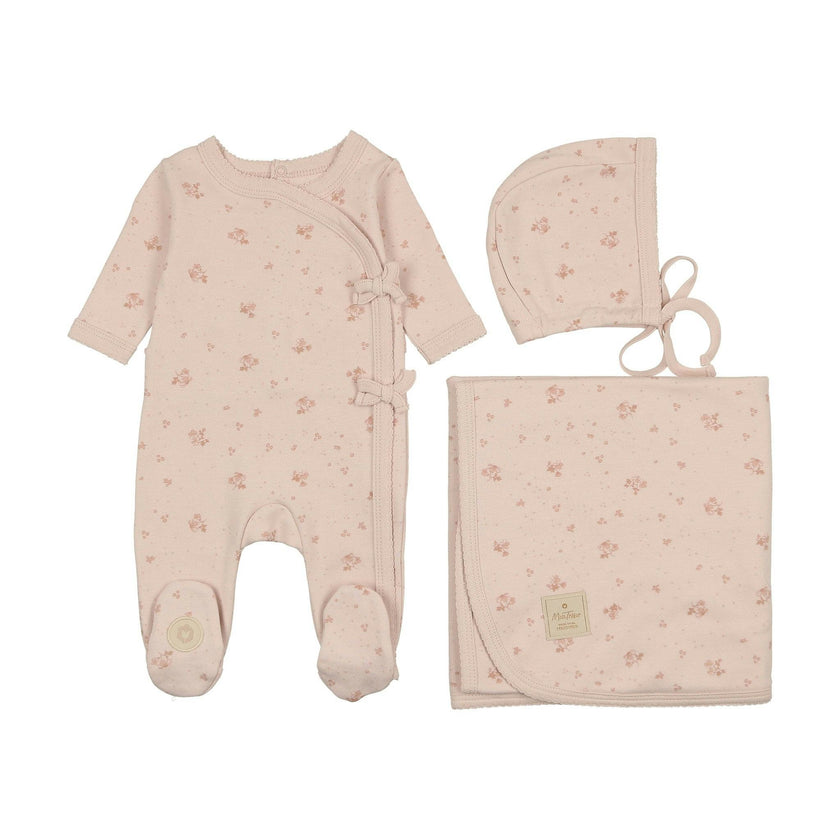 Scattered Blossoms Layette Set Barely Pink