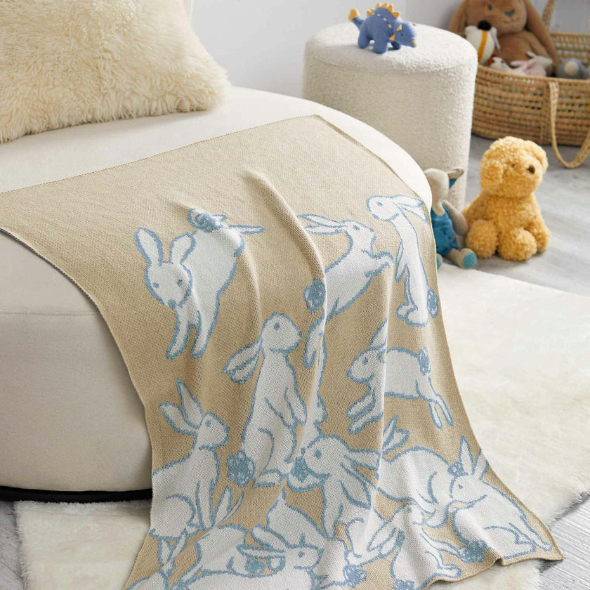 Baby Cotton Knit Blanket - Rabbits