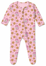 Baby Footie - Milk & Cookies - Pink