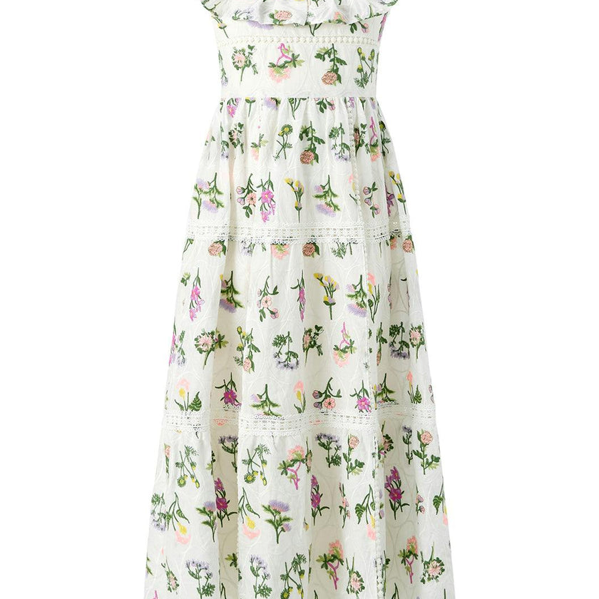 Emely Frill Embroidered Maxi Dress