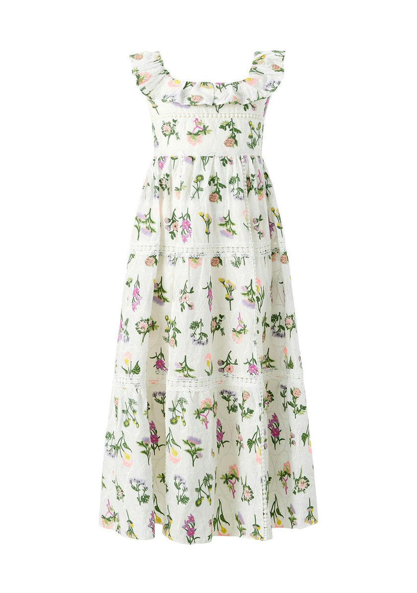 Emely Frill Embroidered Maxi Dress