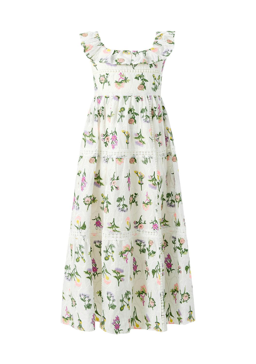 Emely Frill Embroidered Maxi Dress