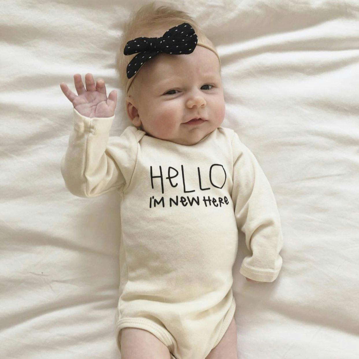 Hello I'm New Here Organic Bodysuit Long Sleeve