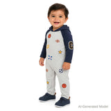 Infant (3-24M) Boys Hooded Romper | Sports All-Star - Navy