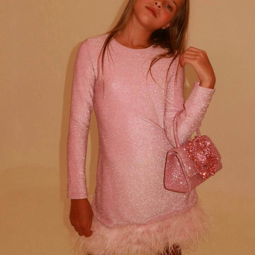 Pink Shimmer Feather Dress