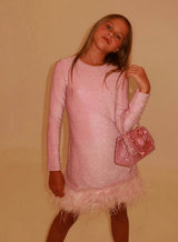 Pink Shimmer Feather Dress