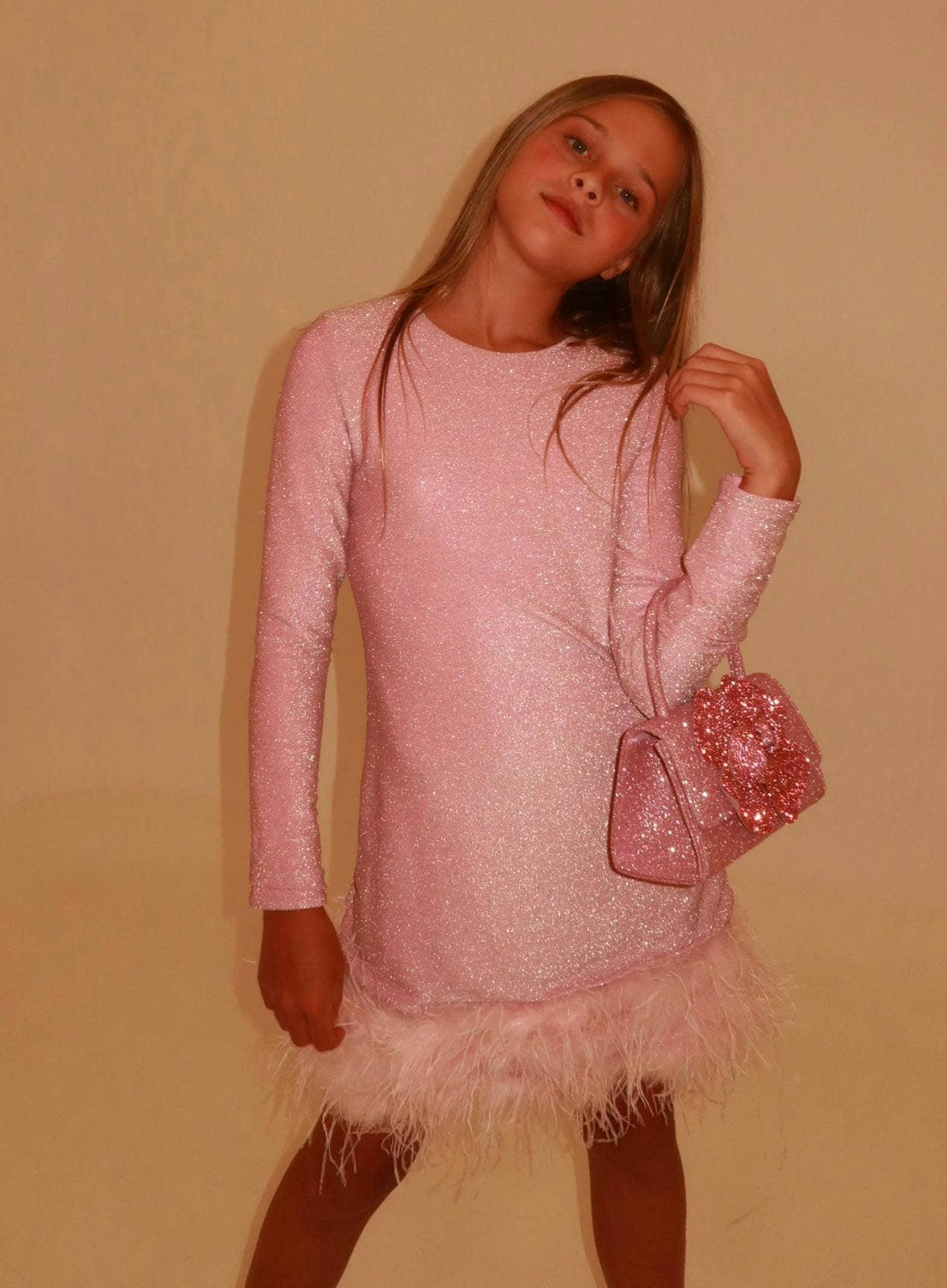 Pink Shimmer Feather Dress