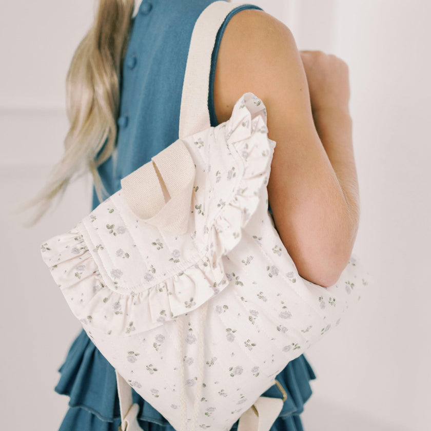 Eloise Quilted Backpack in Vintage Petite Blue