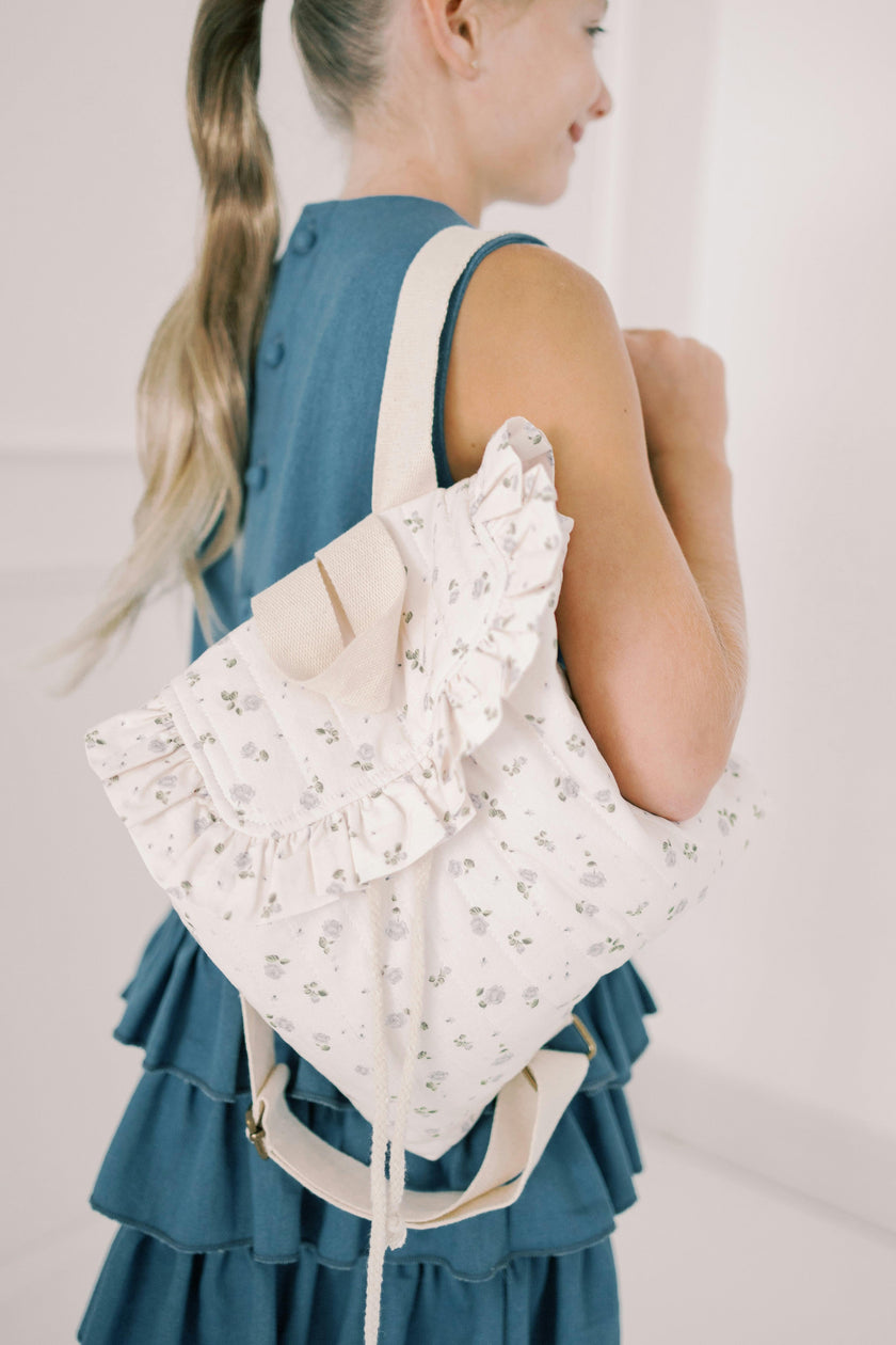 Eloise Quilted Backpack in Vintage Petite Blue
