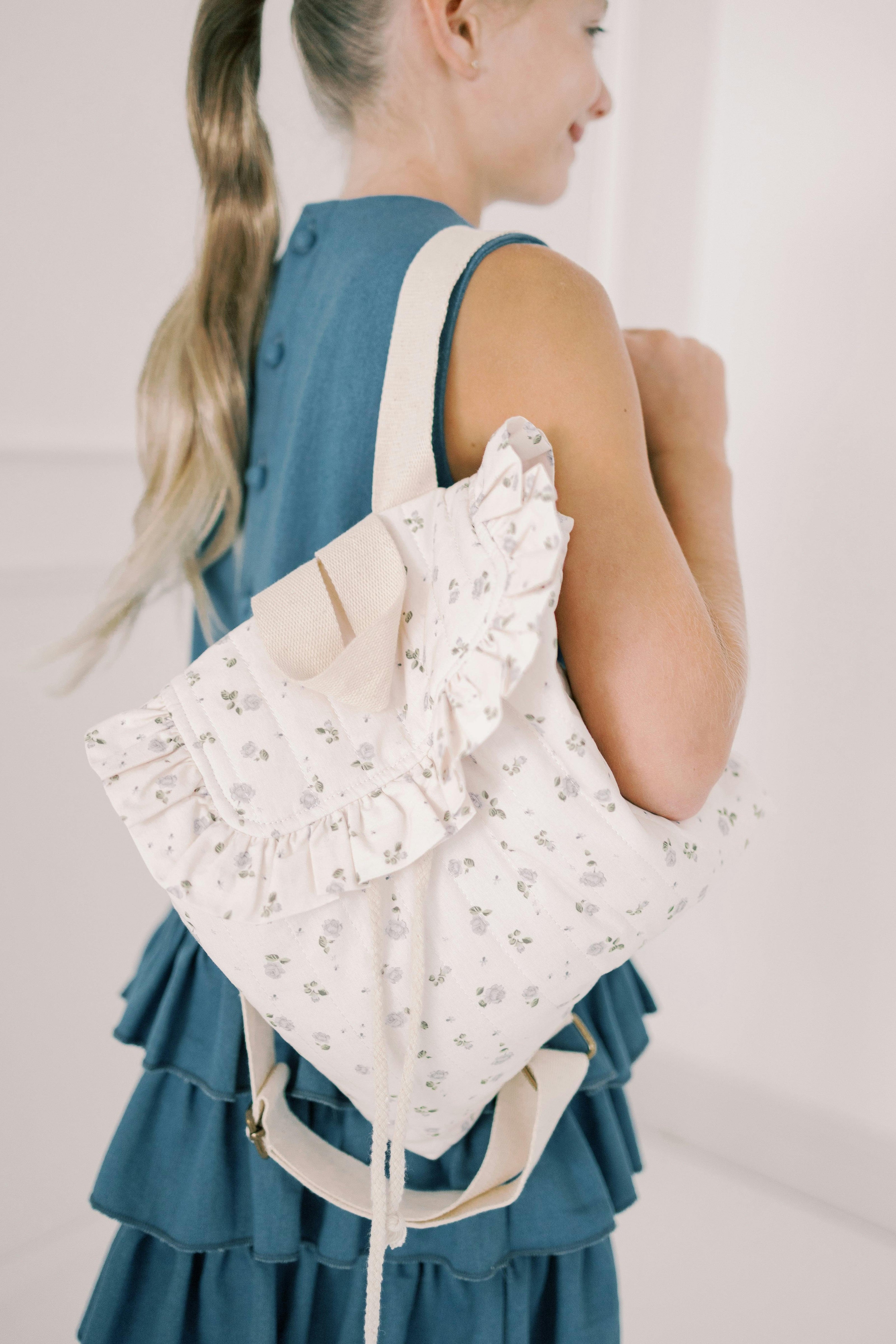 Eloise Quilted Backpack in Vintage Petite Blue